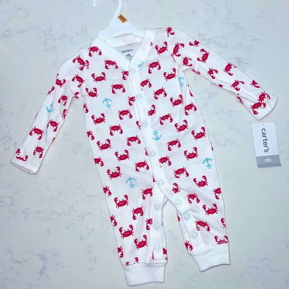 Carter's White and Red Crab Print Kids One Piece - Picture 3 of 10